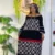 Cameroon women’s black dress with white and red geometric embroidery – African cultural attire